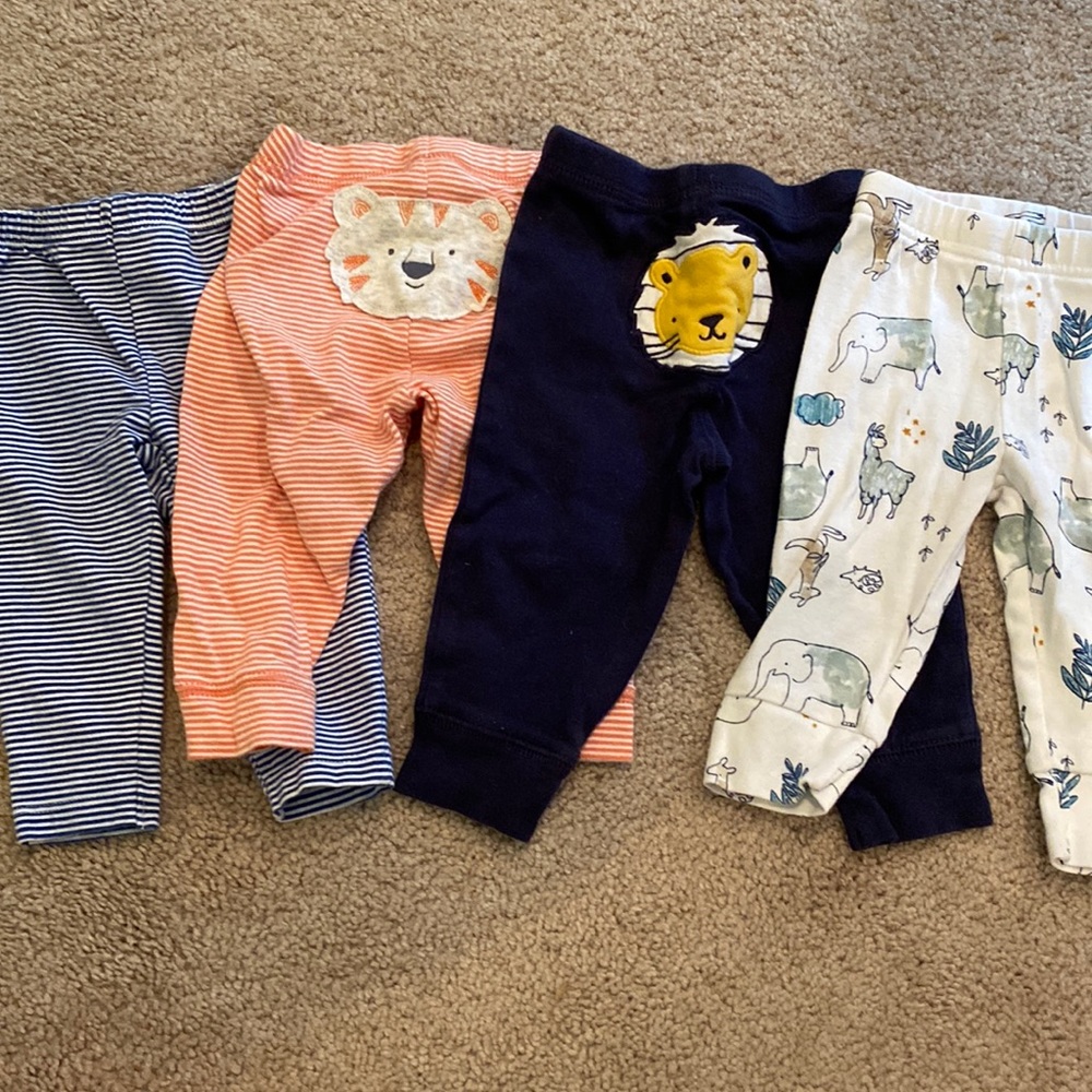 Carters bundle 6mo safari animal woodland animal stripe pant lot bundle